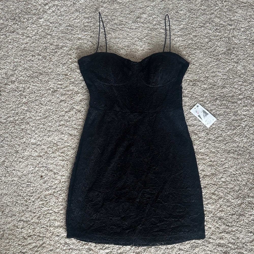 B. Darlin Elegant Stretch Black Lace Bustier Mini Dress Sz 11 NWT